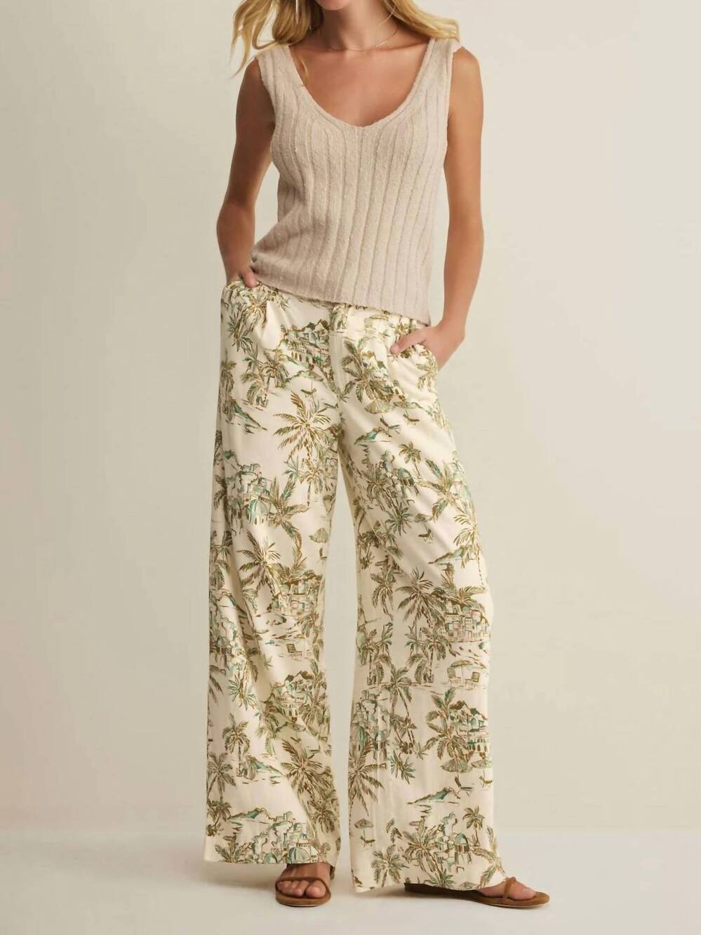 NEW Z SUPPLY overlook tiki linen pants in island coconut